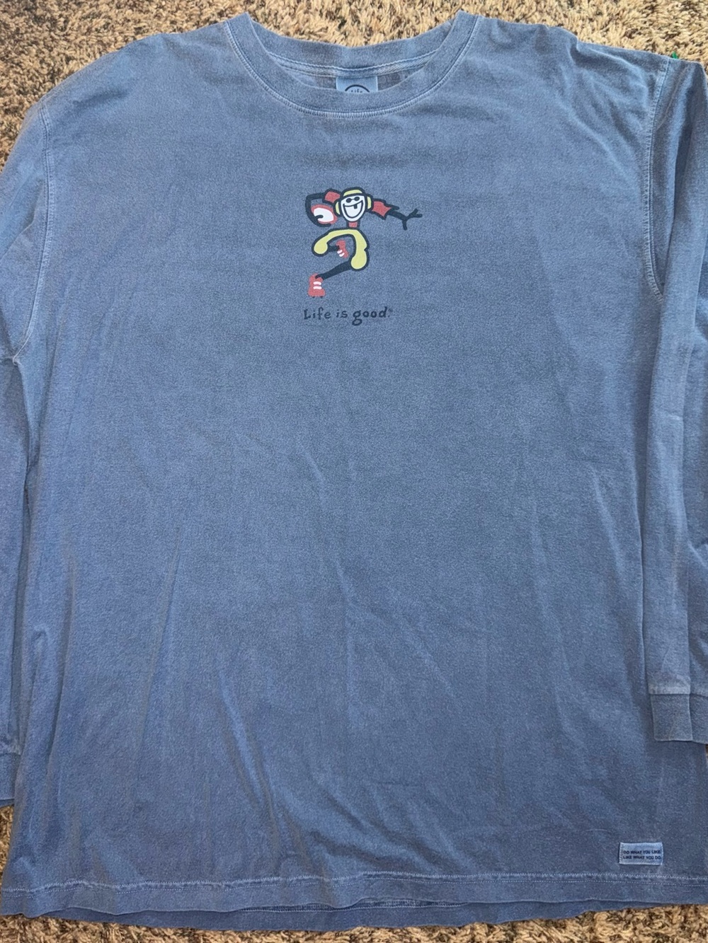 Life is Good Men’s XL Football Jake Long Sleeve T Shirt Blue 100% Cotton